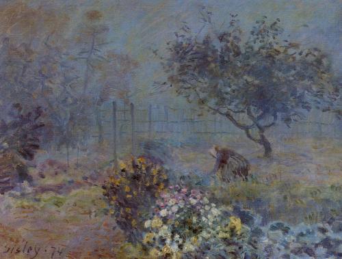 Foggy Morning, Voisins, 1874, Alfred SisleyMedium: oil,canvas