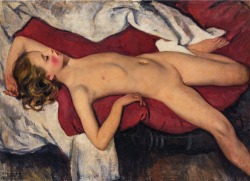 auladefilosofia:  exites:  transistoradio:  Zinaida Serebryakova (1884-1967), Study of a Sleeping Girl (1923), oil on canvas, 98 x 70 cm. Via Tondo.