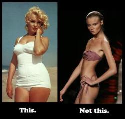 thickerisbetter:  Left vs. Right   Marilyn is the way to go that&rsquo;s the way a female is suppose to look