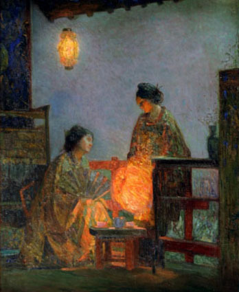 Japanese Lanterns  -   Hovsep Pushman American  1877 - 1966Oil on canvas ,  39 x 31cm.