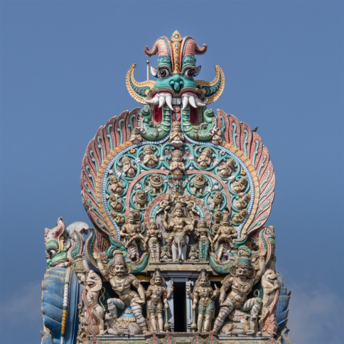 Gopura detail, Madurai Meenakshi Temple, Tamil Nadu, photo by Kevin Standage, more at https://kevins