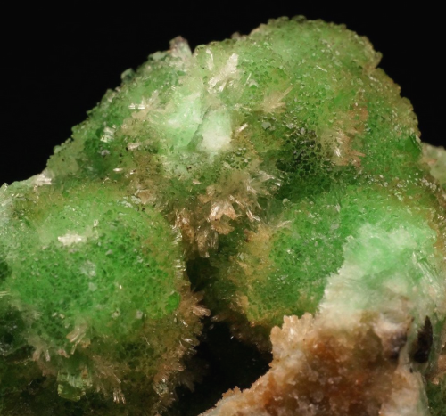 Rare Green Acicular Willemite on Sphalerite - Tsumeb Mine (Tsumcorp Mine), Tsumeb, Otjikoto Region (