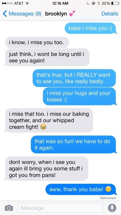 beckham-fam: texting your boyfriend Brooklyn Beckham while away! inspired by oneshots-for-them-fangi