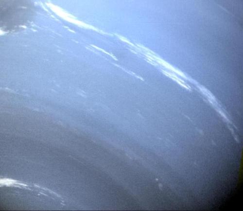 This image of Neptune was taken by Voyager 2’s wide-angle camera when the spacecraft was 590,0