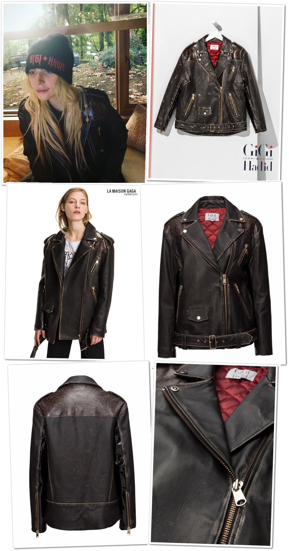 gigi hadid tommy hilfiger leather jacket