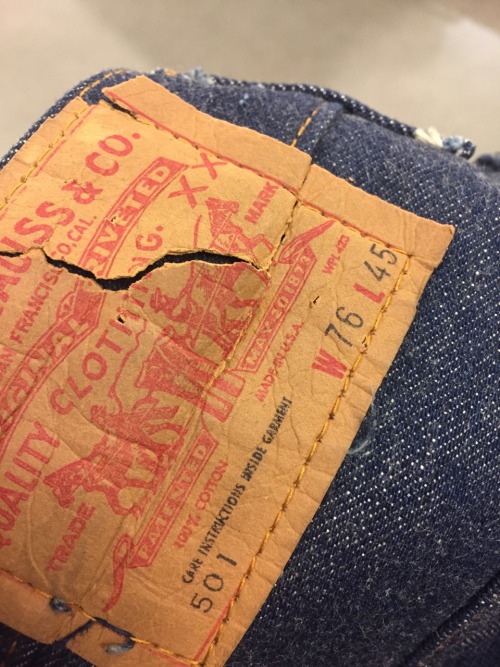Been awhile Tumblr - here is some thrifted gold. Vintage Big E Levi&rsquo;s selvedge store displ