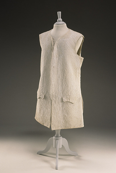 my18thcenturysource:Waistcoat, England (probably), ca. 1725-1750, Historic Deerfield.This whitework 