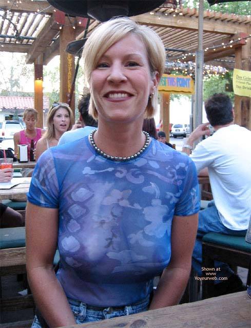 olderfoxes: A mature wearing a sheer blouse in public is so HOT!