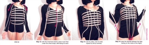 fetishweekly:Shibari Tutorial: Checkerboard Harness♥ Always practice cautious kink! Have your sheers