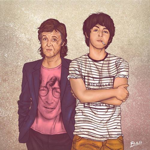 tastefullyoffensive:  “Me and My Other Me” by Fulvio ObregonRelated: If Cartoon Characters Got Old 