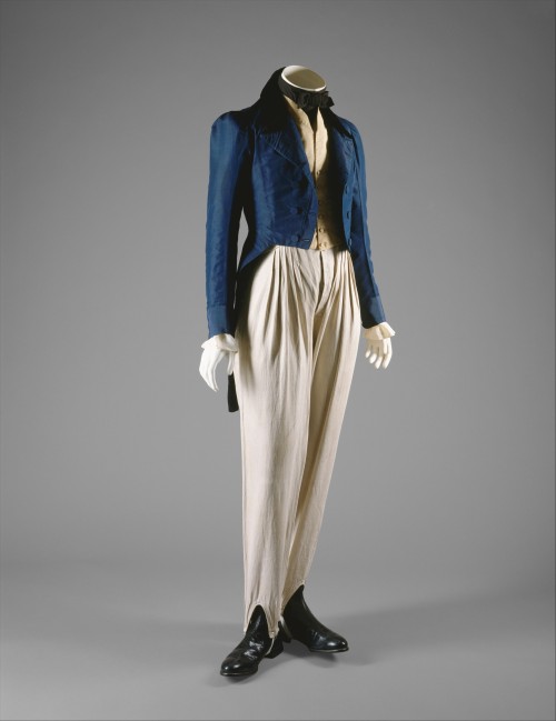 ephemeral-elegance:Man’s Tailcoat, ca. 1833Likely remade from a dress or other garment, as evidenced