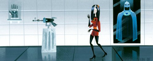scurviesdisneyblog: Visual development for The Incredibles (2004) by Lou Romano