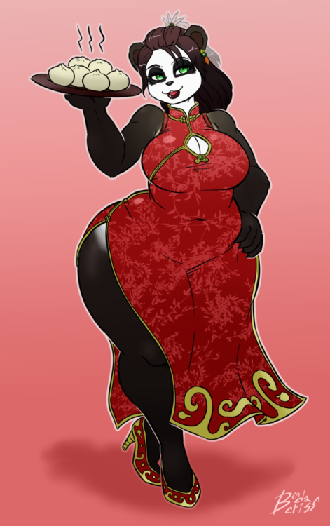bendacriss:Cute Pandaren girl I was commissioned to draw, bringing you food. <3 