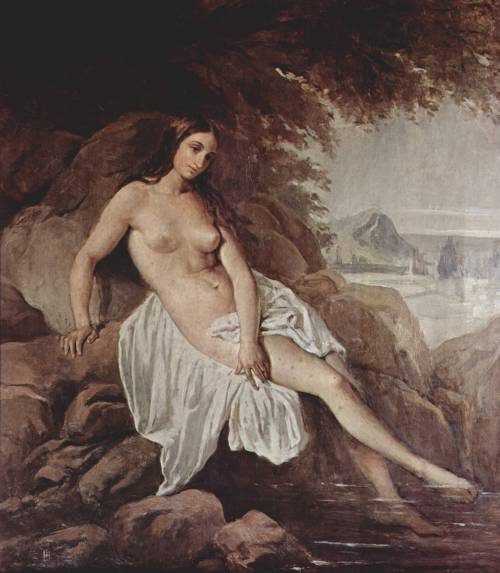 art-of-darkness: Francesco Hayez — Bathing, 1832.   Painting: Oil on canvas, 63 x 56 cm. 