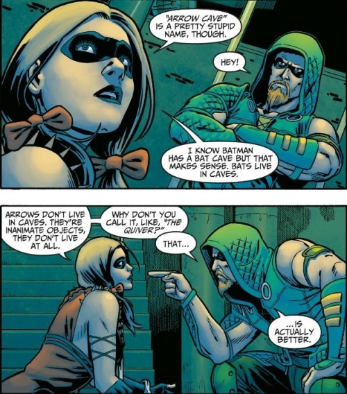 thespectacularspider-girl:kayllen:batmisfitmedic:Green Arrow ProblemsHey can’t name anything well but he can FUCK YOUR BITCH*thuglife*  Ollie is like Batman if Batman had a sense of humor.  Remember: