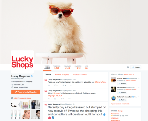 tommypom:I look fabulous on the Lucky Magazine twitter page. &lt;3twitter.com/luckymagazi