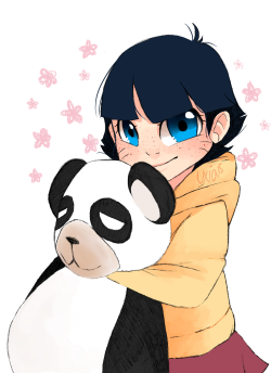 uxia15draws:  Daddy’s little monster… I guess Naruto bought her another panda (a bigger panda).Better not touch this one Boruto… dA || Tumblr || Instagram || Art blog   