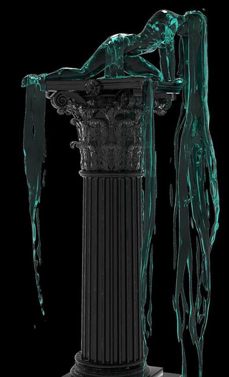 thedesigndome: Melting Glass Sculptures Of Drowning Female Figure Set On A Pedestal Artist Alexandra