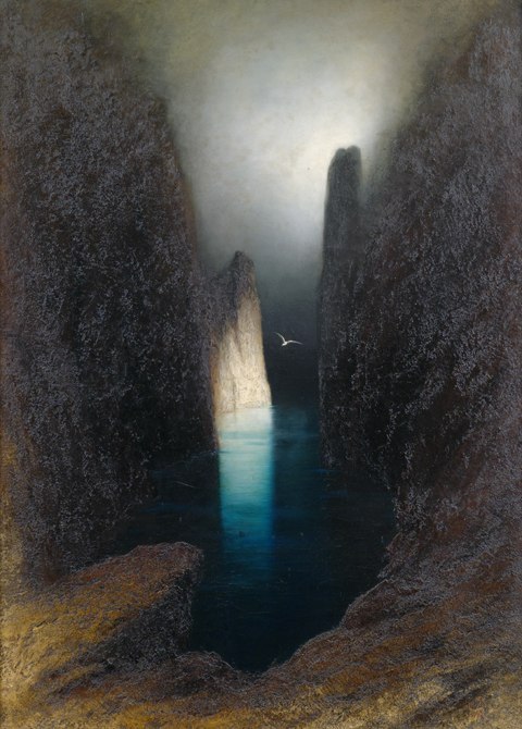 liza-chakalova:Karl Wilhelm Diefenbach “Capri cliff line by moonlight” (1902)