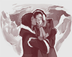 taikova:  korra’s gonna keep you warm during the holiday visits to the south pole, don’t worry asami~  &gt; u&lt;