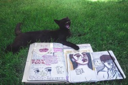 coltre:Spent the afternoon in the garden with my sketchbooks and lazy cat.