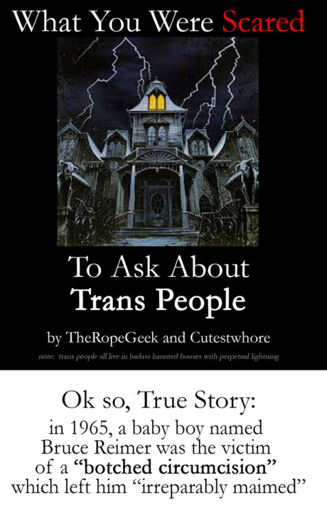 theropegeek:Learn MoreTransEquality.org FAQAmerican Psychological AssociationGLAAD: Transgender FAQH