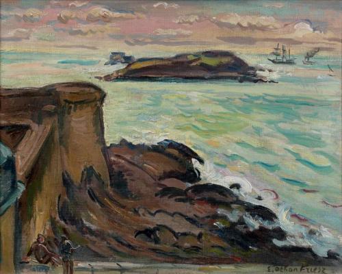 The ramparts of Saint Malo, the tower Bidouane  -  Emile Othon Friesz 1935French 1879-1949Oil on can