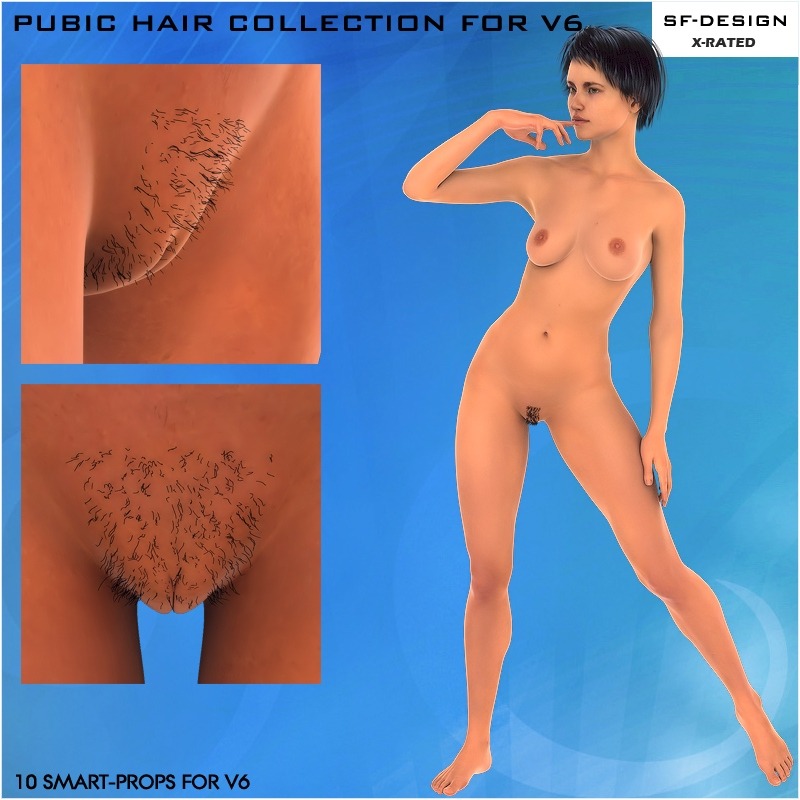 10 3D Pubic Hair Smart-Props for V6, with color options and included &ldquo;THICKNESS&rdquo;