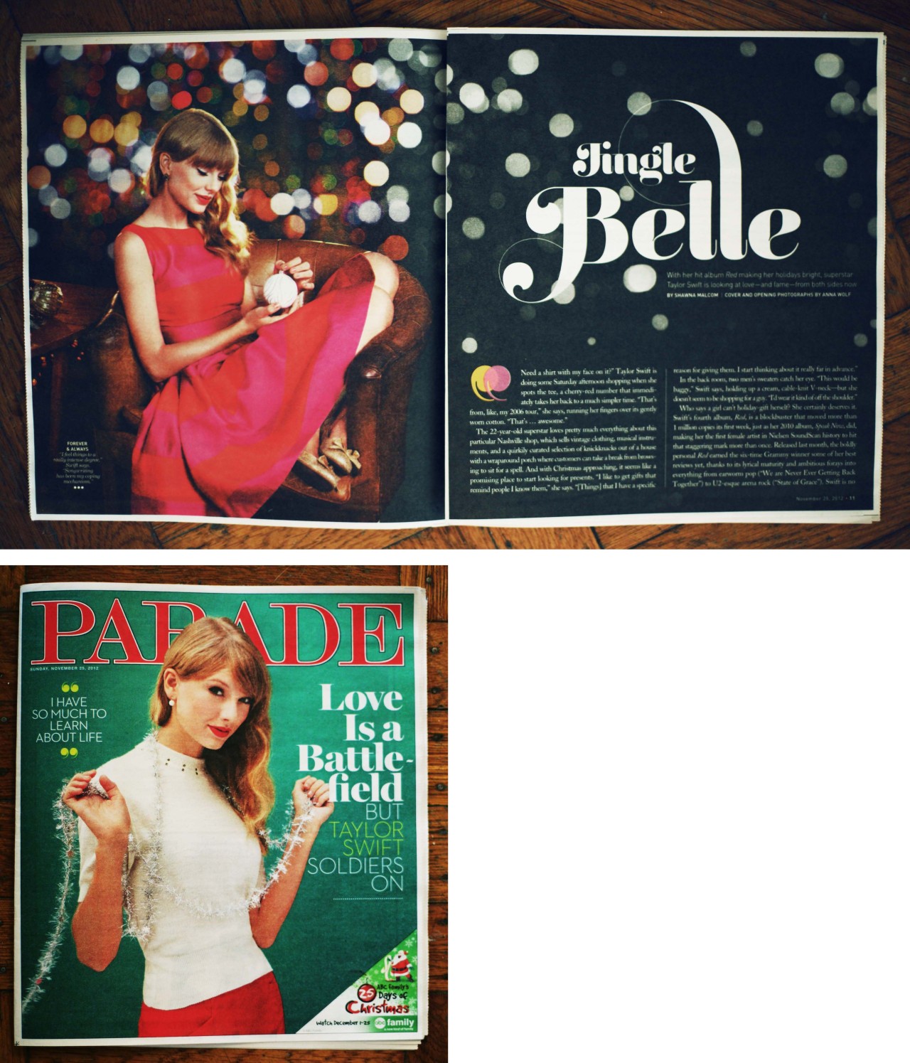 Recent holiday shoot of super cute Taylor Swift for Parade Magazine