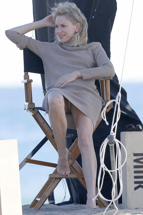 Naomi Watts pantie upskirt on the beach