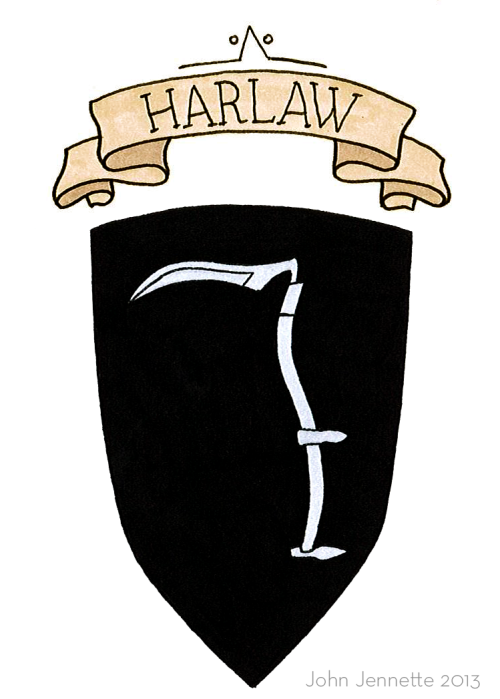johnjennetteart: HOUSE HARLAW • Ten Towers Black, a silver scythe House Harlaw rules the entire