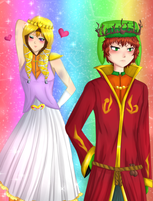 I did some more fanart of South Park. Here’s Princess Kenny and King Kyle<3Their designs have so 