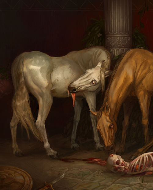 ex0skeletal-undead: The Mares of Diomedes by Elisa Gauthier This artist on Instagram