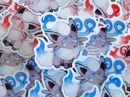 Watercolor Hisuian starters + Zorua.These are currently available as random freebie stickers for any