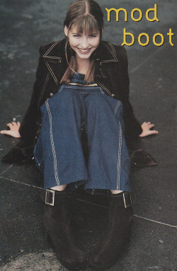 justseventeen:  November 1993. ‘With her 1970s-London-style platform boots, Emily has two fabulous looks buckled up.’