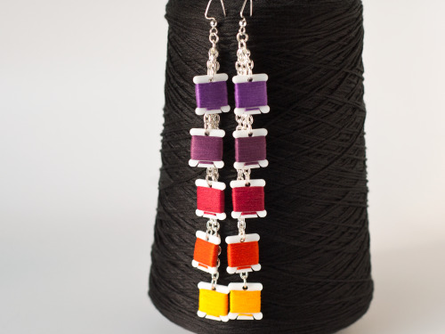 sunset embroidery dangle bobbin earrings [x]