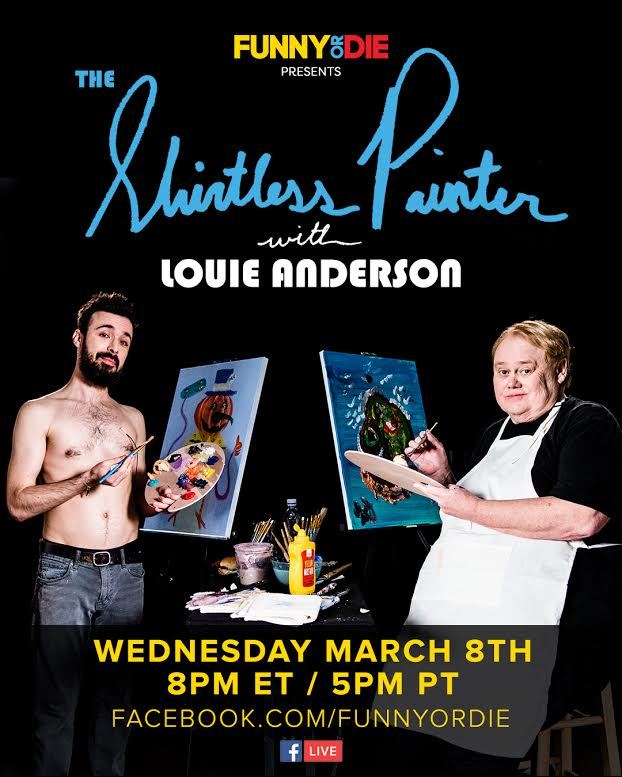 Louie Anderson will be joining The Shirtless Painter LIVE today at 8pm ET / 5pm PT over on our Facebook page. Be sure to tune in.