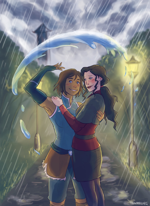 thunderling:perks of dating the avatar: she’ll protect your perfect hair from the rain *__*