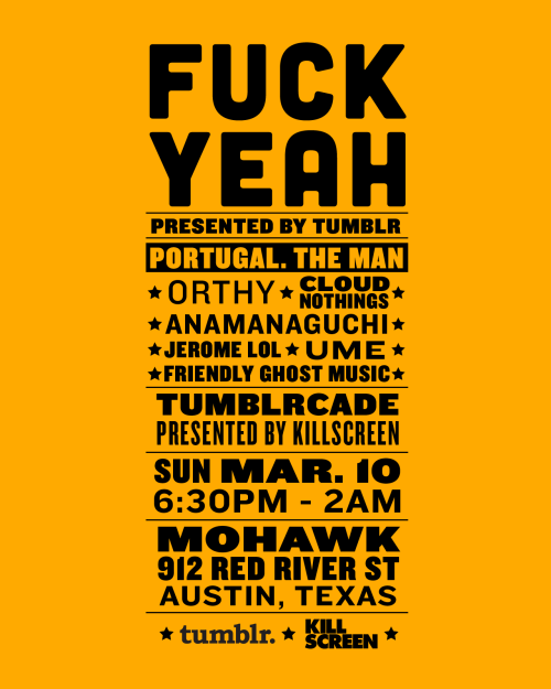 staff:TUMBLR @SXSWWeek after next, Tumblr will be in Austin to host a bunch of meetups, panels, and 