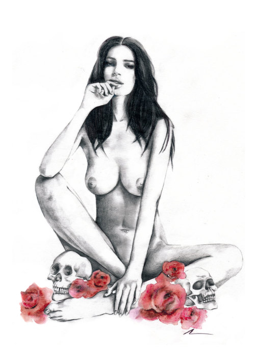 watercolorsforlandlubbers:  original Emily Ratajkowski illustration