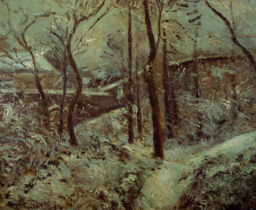 Poor footpath, Pontoise, snow effect, 1874, Camille PissarroMedium: oil,canvas