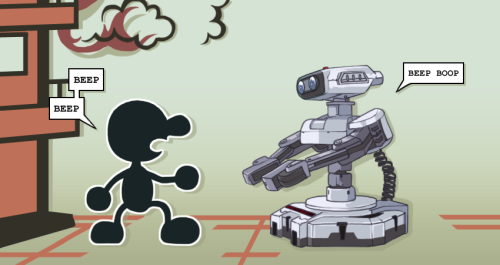 finalsmashcomic:Lost in TranslationPoor R.O.B… Mr Game & Watch must be a candidate for the most 