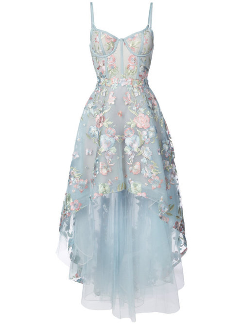 nubienymph:floral embroidered high-low dress 