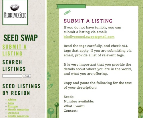 biodiverseed:The swap site is live, and taking listings! Follow @biodiverseed-swap to see them on yo