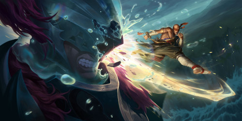 Nami Tidecaller, Fizz Finslayer & Monk Lee Sin - Legends of Runeterra Splash Art