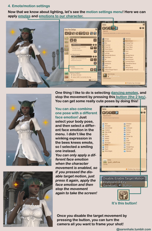 sarenhale: Welcome to Aydee’s screenshot guide for FFXIV! This is a list of things I learned by myse