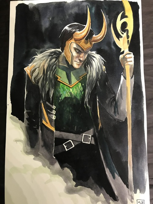 cosmicjoke:Loki, by Stephanie Hans!  Done in watercolors!  