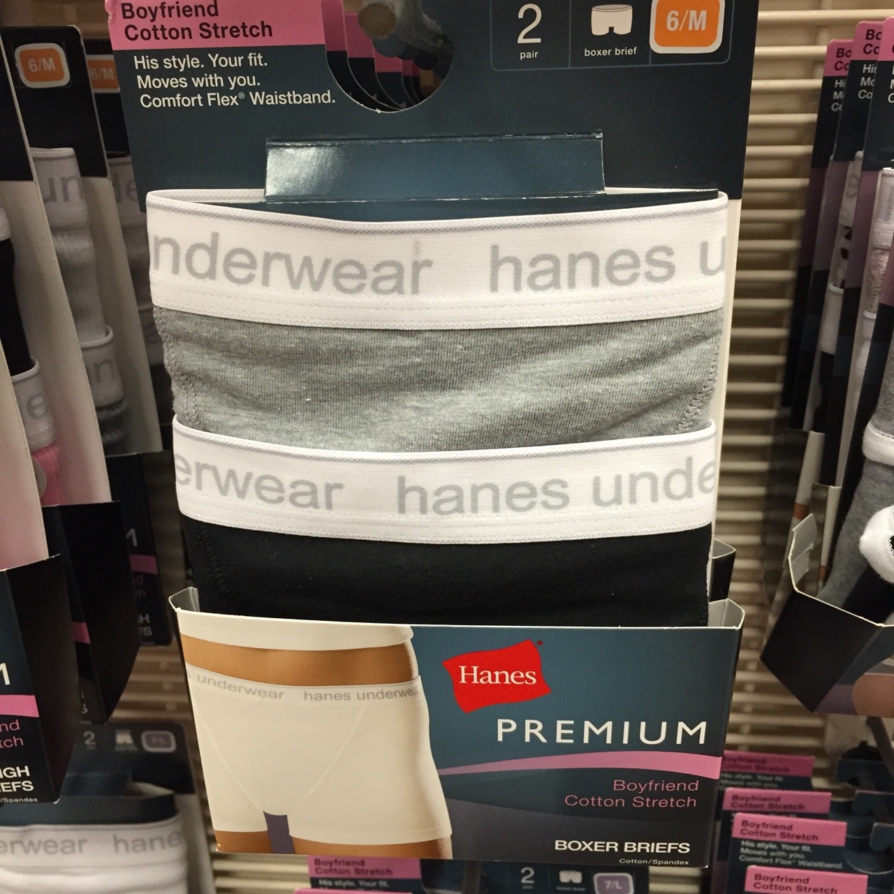 hanes boyfriend cotton stretch boxer briefs