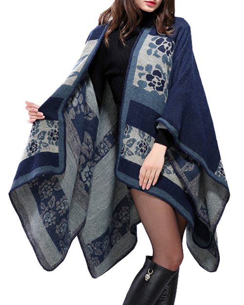 lovely-shoes: Urban CoCo Women’s Color Block Open front Blanket Poncho