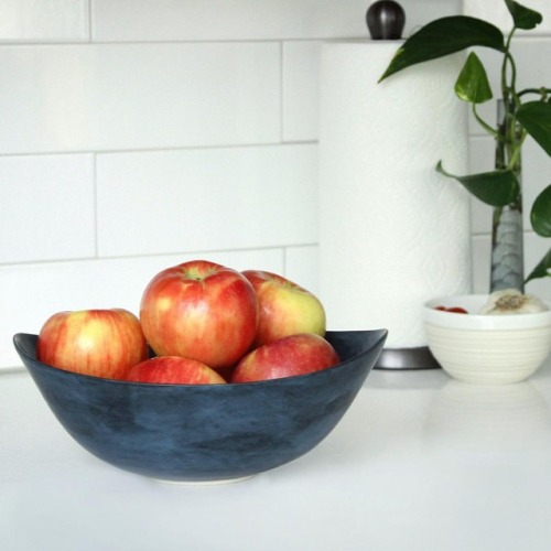 Action shot of the bowl from my previous post. It’s available now in my Etsy shop, sans apples